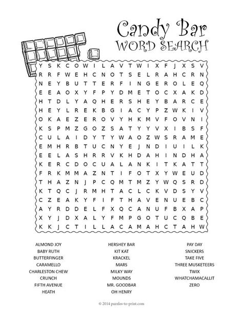 Candy Bar Word Search