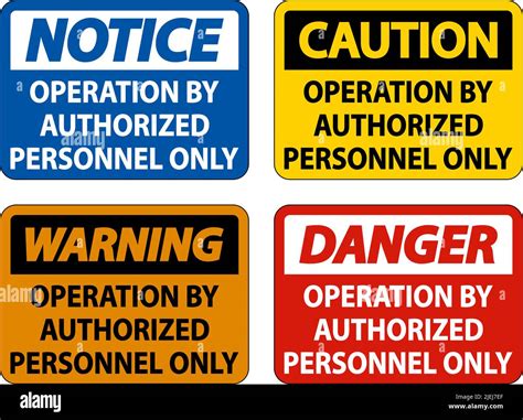 Operation By Authorized Only Sign On White Background Stock Vector