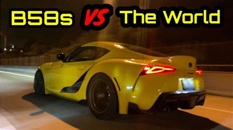 B58s VS The World Toyota Supras BMW 340s Go Street Racing YouTube