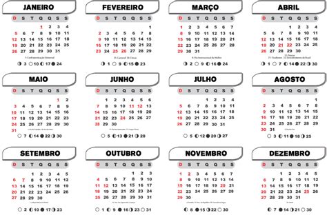 Grátis Calendário 2020 Com Datas De Feriados Nacionais