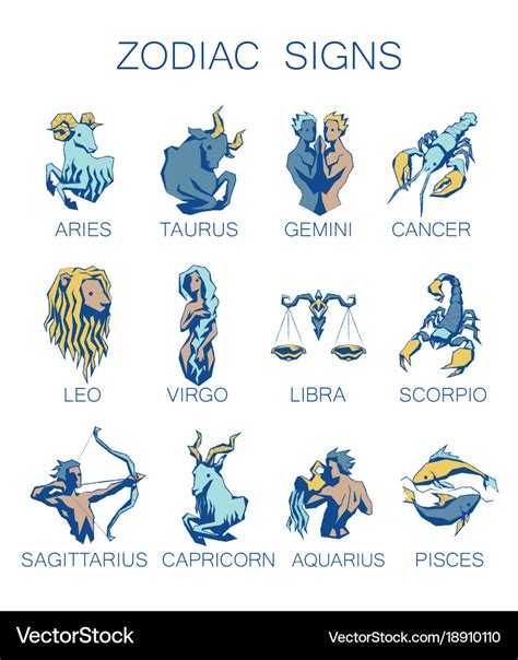 Collection Of All Zodiac Signs Royalty Free Vector Image