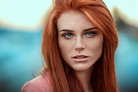 redhead freckles face portrait blue eyes looking at viewer open mouth — postimages