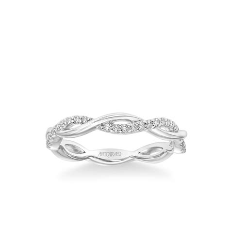 Stackable Band With Half Diamond Half Polished Open Twist Louis