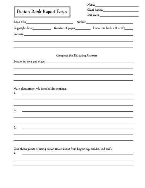Book Report Template For 7th Graders 7 Templates Example