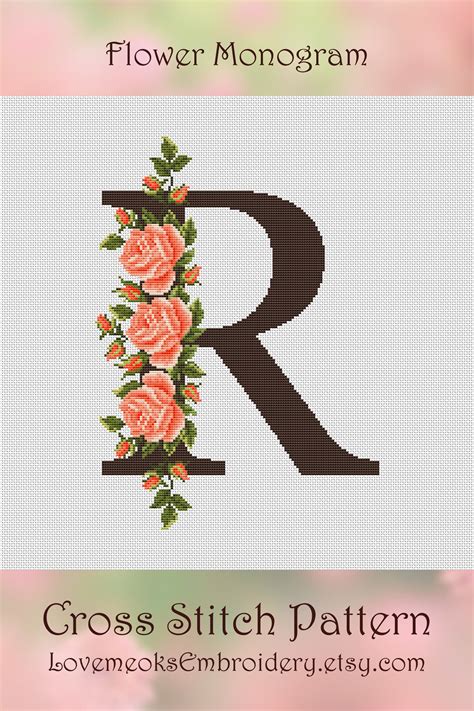 I don't have the capability of printing a pdf on 11x17 paper and really appreciate the extras — the heavy duty floss cards, and the. Flower letter R cross stitch pattern | Modern floral ...