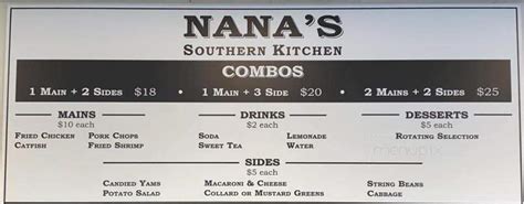 Hours may change under current circumstances Menu of Nana's Southern Kitchen in Kent, WA 98030