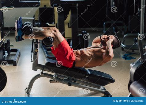 Strong Man In The Gym Doing Abs Exercises Stock Photo Image Of Active