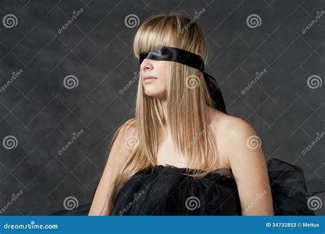 Blindfolded Girl Waiting She Weared Black Tutu Stock Image Image Of