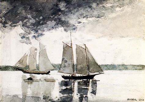 Two Schooners Aka Two Sailboats 1880 Painting Homer Winslow Oil