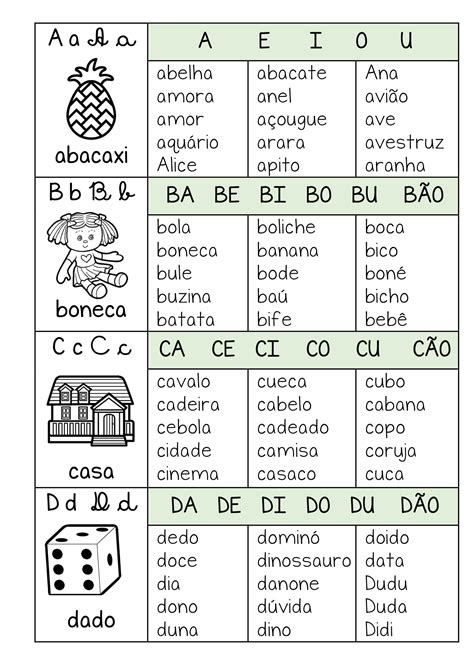 Fichas De Leitura Sílabas Simples Para Baixar E Imprimir