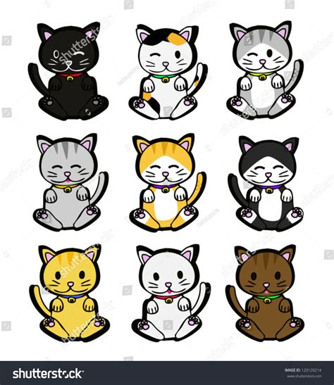 Cute Cartoon Cats Vector 120120214 Shutterstock