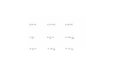 Solving One-Step Equations Multiplication And Division Worksheet Answer
