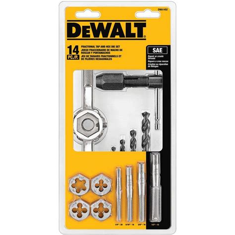 Dewalt Fractional Tap And Large Hexagon Die Set 14 Piece Dwa1452