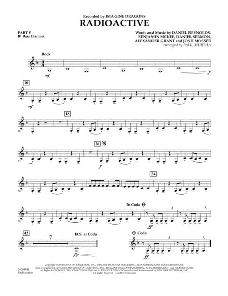 The clarinet was invented about 1690 in germany by johan and jacob denner. Download Radioactive - Pt.5 - Bb Bass Clarinet Sheet Music ...