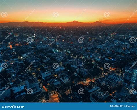 Mexico City Sunset Stock Image Image Of Skyline Horizon 260961991