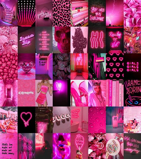 Neon Pink Wall Collage Kit Digital Copy Pack Of Photos Wall