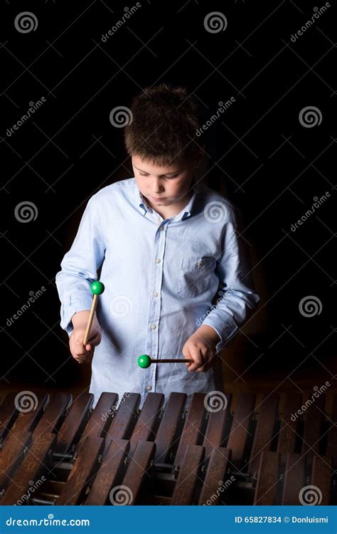 Boy Playing On Xylophone Stock Photo Image Of Child 65827834