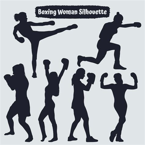 Premium Vector Collection Of Boxing Woman Silhouette