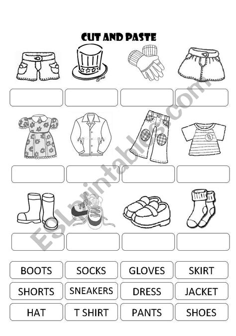 CLOTHES CUT AND PASTE - ESL worksheet by katy.piauhy