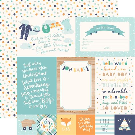 Echo Park Baby Boy 12x12 4x6 Journaling Cards 644216115716