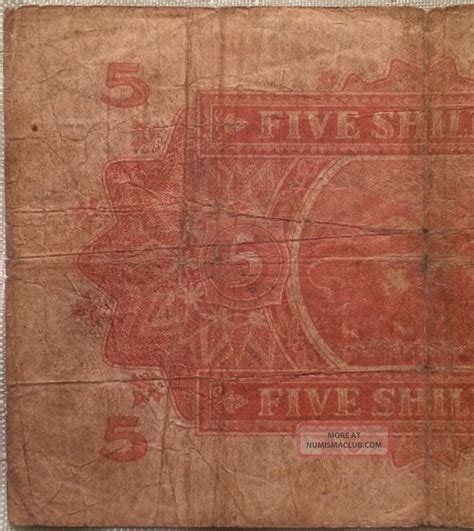 1933 East Africa 5 Shillings Banknote The East African Currency Board