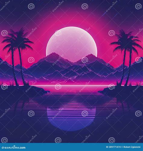 Synthwave Aesthetics: Minimalist Retro Background, Generative AI Stock