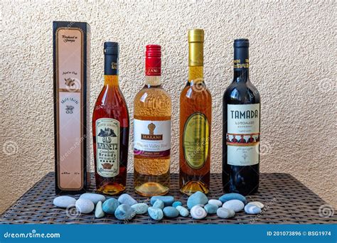 Several Bottles Of Alcohol Georgian Wines Grape Vodka Brandy Grape