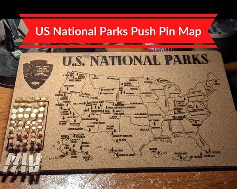 Us National Parks Push Pin Map All 69 Parks Laser Etsy