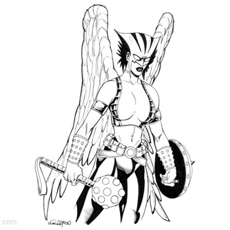 Hawkgirl Coloring Pages Fan Drawing From Justice League Free