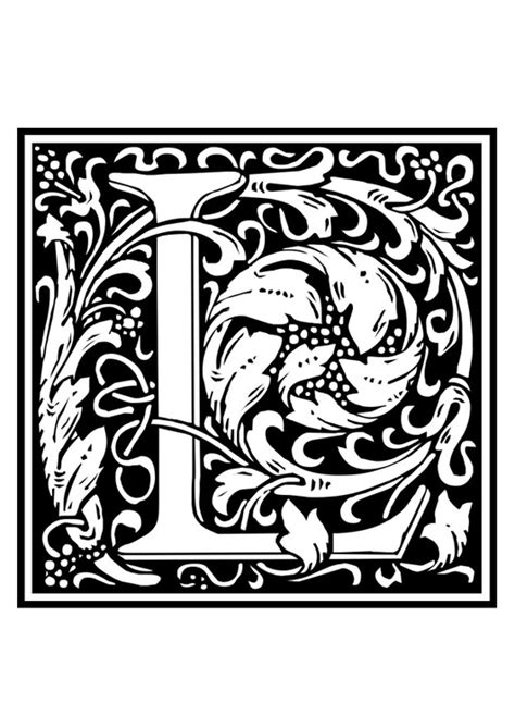 Kleurplaat decoratief alfabet L. Gratis kleurplaten om te printen.