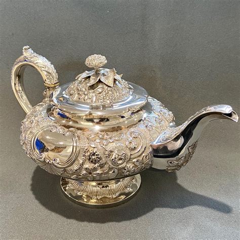 Georgian Highly Decorative Solid Silver Teapot Antique Silver