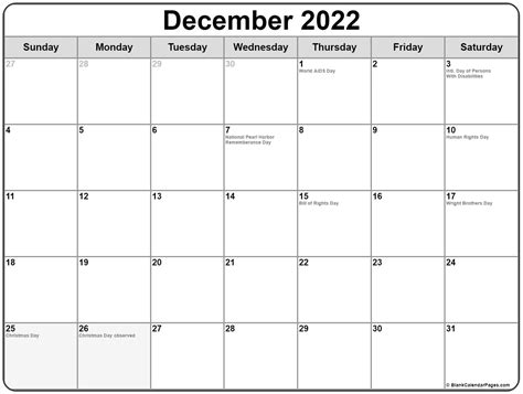 Collection Of December 2020 Calendars With Holidays