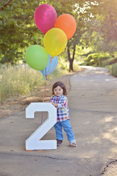 Happy Birthday Two Year Old Boy Child Kid Balloons 2 Pose Portrait