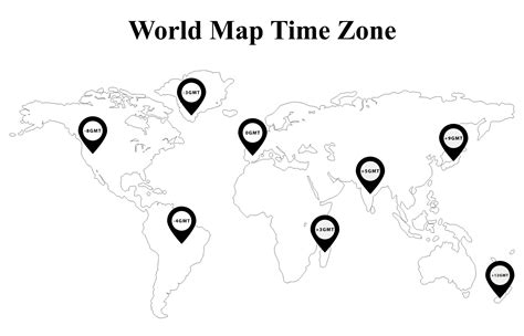 Time Zone Map Black And White Map