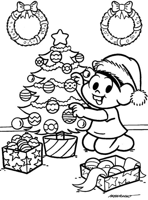 Desenho De Monica E árvore De Natal Para Colorir Tudodesenhos