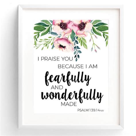 Fearfully And Wonderfully Made Bible Verse Watercolor Art Print Psalm