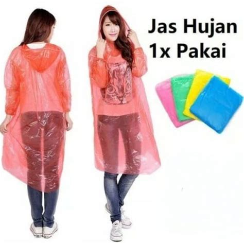 Jual Jas Hujan Plastik Murah Warna Warni Sekali Pakai Mantel Jas Hujan