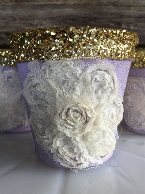 Lavender And Gold Glittered Favor Pots Wedding Favors Bridal Etsy