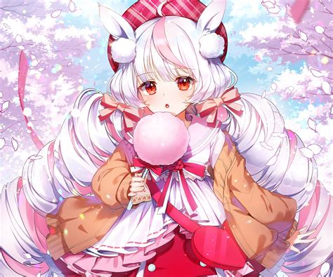 Download 1800x1500 Cute Anime Girl Loli Animal Ears Sakura Blossom