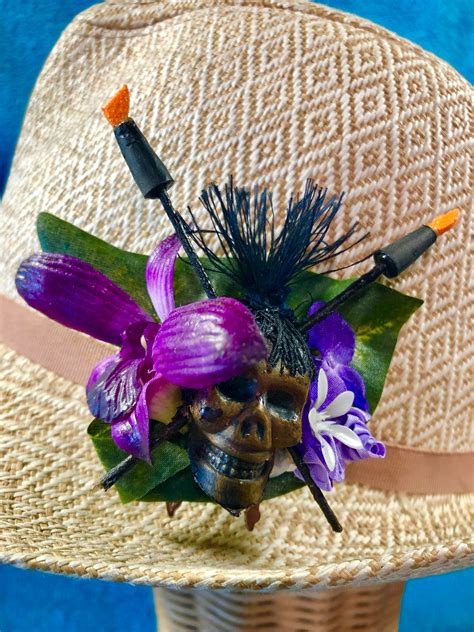 Shrunken Head Tiki Torch Headhunter Skull Hat Fob Hatband Etsy