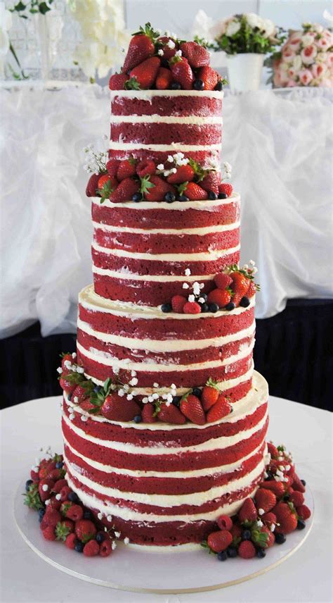 Red Velvet Naked Wedding Cake Bolo Guloseimas Bolos Naked Cake