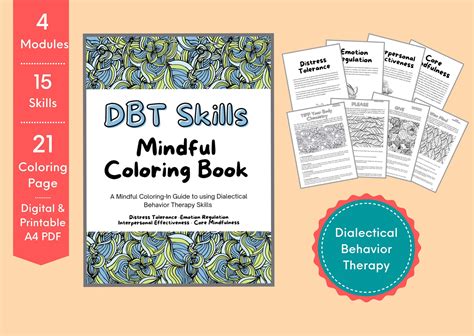 Dbt Skills Mindful Coloring Book Digital Printable Pdf Etsy