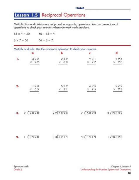 Carson Dellosa Spectrum Math Workbook Grade 6 Cd 704566 Supplyme