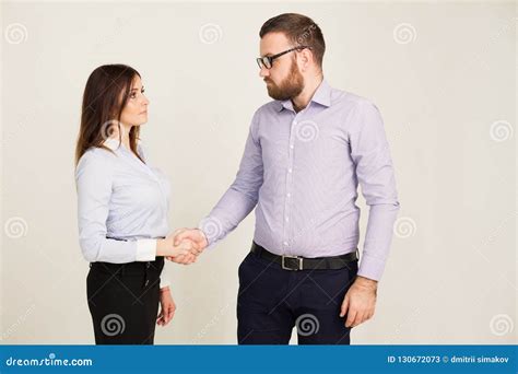 Business Men And Women Shake Hands Handshake Agreement Stock Image