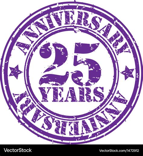 Grunge 25 Years Anniversary Rubber Stamp Vector Image
