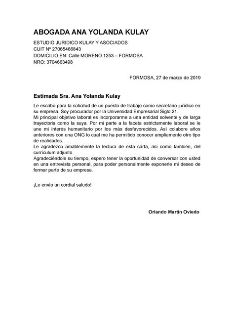 Carta De Presentacion Abogacia Abogada Ana Yolanda Kulay Estudio