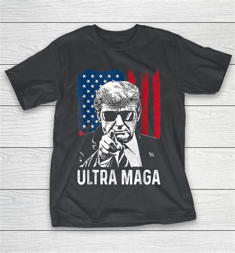Ultra Maga Funny Anti Biden American Flag Pro Trump Shirts Woopytee
