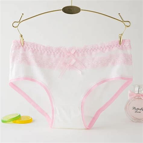 Twtzq Double Bowknot Underwear Girl Kawaii Lace Cute Panties Women Soft