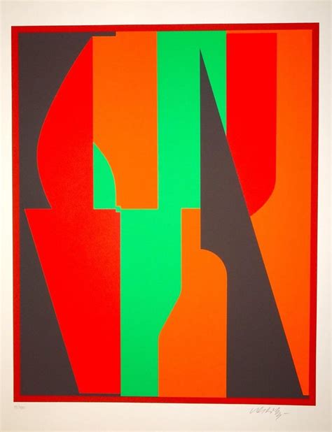 Victor Vasarely Red And Green Composition 1980s Victor Vasarely