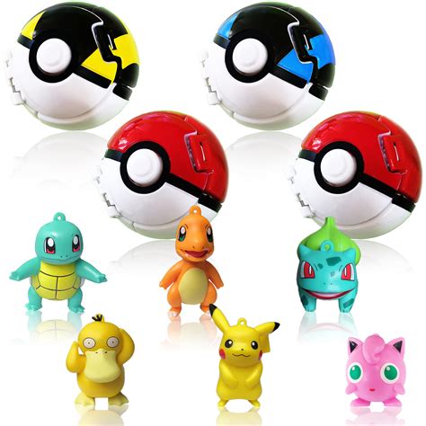 Buy Piwfsdbg 4pcs Pokeball And 6pcs Action Figures Toy Pack Carry Lets